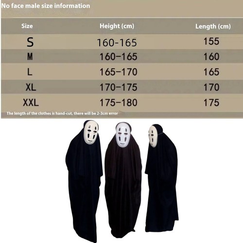 Spirited Away No Face Man Cosplay Costume Halloween Masks Book Week Party Outfit - Picture 17 of 21