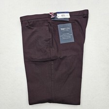 Tommy Hilfiger Mens 42x32 Modern Fit Twill THFlex Casual Dress Burgundy Red