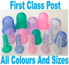 NEW SILICONE MASSAGE VACUUM BODY AND FACIAL CUPS SET ANTI CELLULITE CUPPING UK