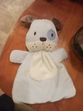 Lovespun Blue White Baby Puppy Dog Spot Eye  Plush Security blanket Lovey Crib 