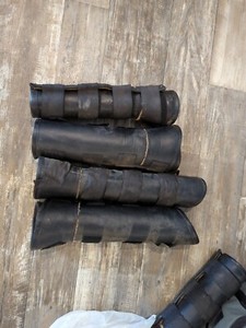 Vintage Leather Calf Guard Shields Equestrian Shin Leg Riding Horse set 4