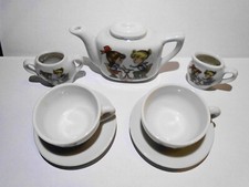 Vintage Child's Miniature Tea Set - Children with Cat, 8 Pieces Made in Japan