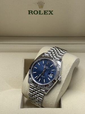 Rolex Datejust 41mm FULL SET BOX AND PAPERS Blue Motif Dial 126334