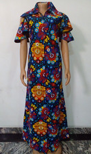 African Print long gown Multicolored Ankara women clothing with collar