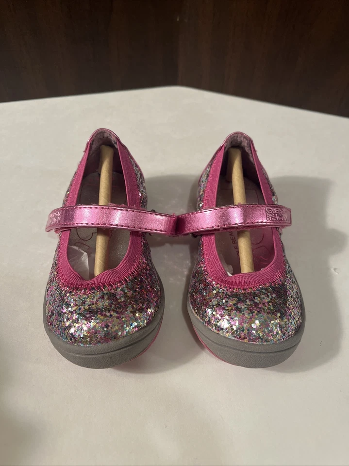 Kenneth Cole Reaction Toddler Girl Pink Grey Glitter Shoes Mary Janes NIB size 5 - Image 4 of 4