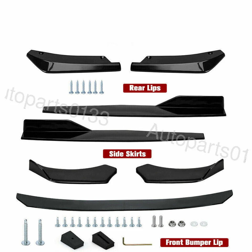 For Nissan Juke 2011-2017 Black Front Bumper Lip Splitter+29"Side Skirt+Rear Lip Foto 2 de 4