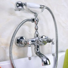 Chrome Vintage Clawfoot Bath Tub Faucet with Handshower - Wall Mount Zna202