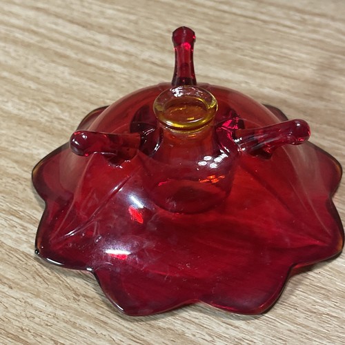 Fenton Amberina Petal Footed Candle Stick Holder Red VTG Single scallopped MCM - Picture 4 of 9
