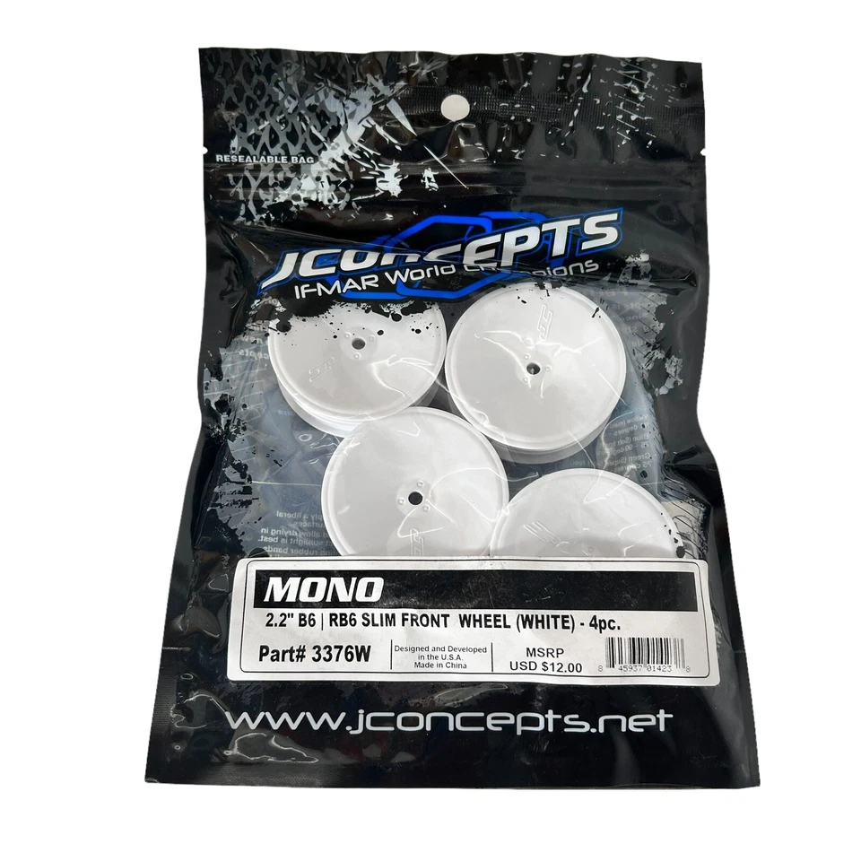 JConcepts Mono 2.2" RB6 Slim Front Wheel (4) White B6 #3376W New Sealed - Image 3 of 4