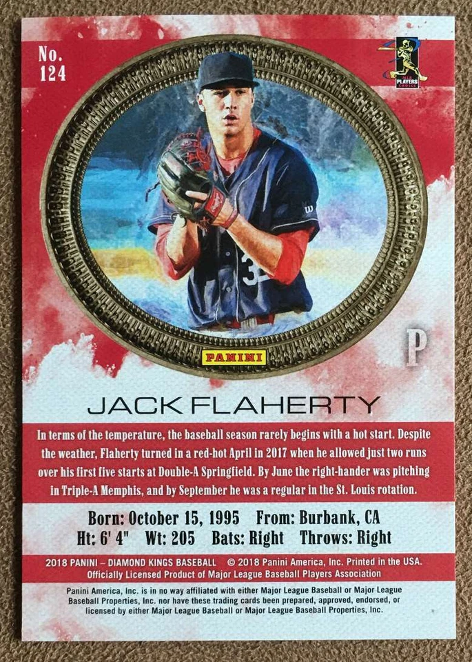 2018 Panini Diamond Kings Red Frame Jack Flaherty Rookie St. Louis Cardinals - Image 2 of 2