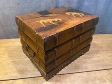 Vintage Tabletop Book Box Maitland Smith? Library Decor 2 Dogs Wood Lacquer Rare
