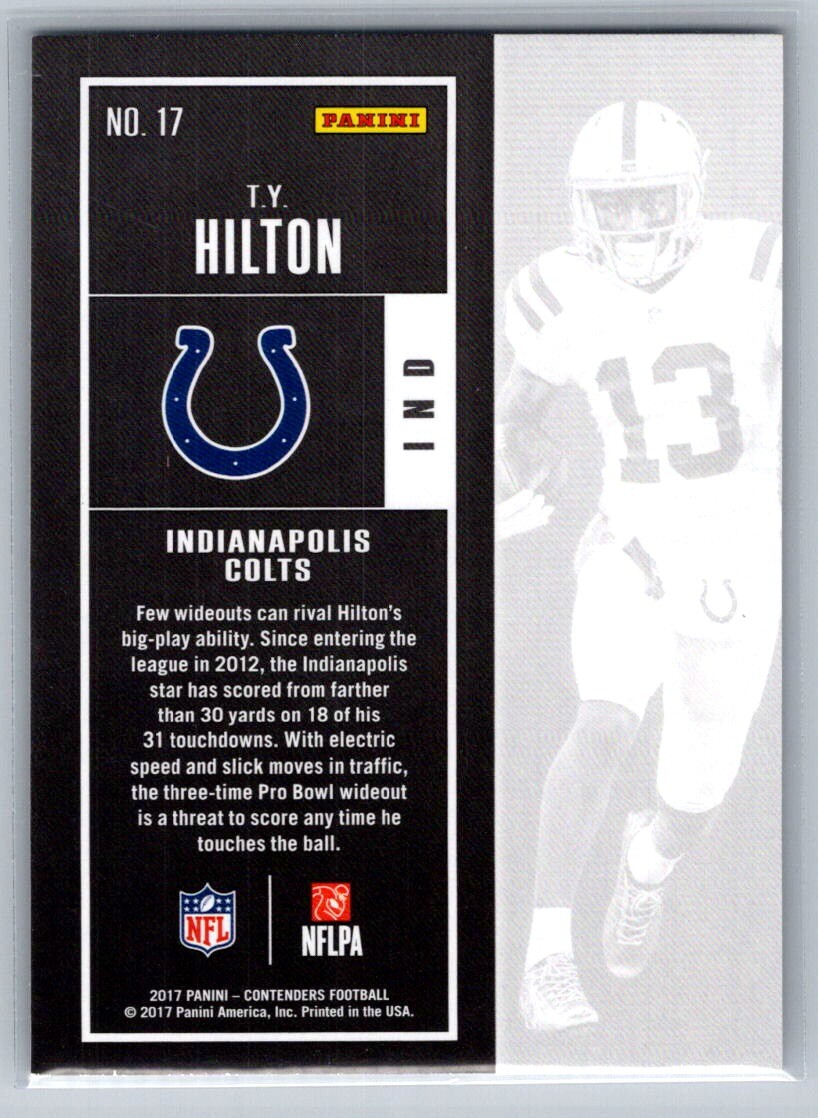 2017 Panini Contenders T.Y. Hilton #17 Error Card - Indianapolis