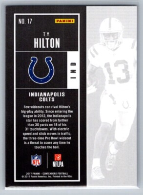 2017 Panini Contenders T.Y. Hilton #17 Error Card - Indianapolis