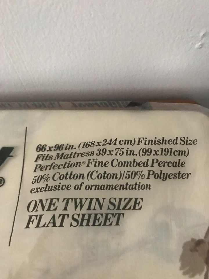 NEW Vtg Fieldcrest Percale Twin Flat Sheet Floral Tree Branches Leaf Made in USA - Image 2 of 3