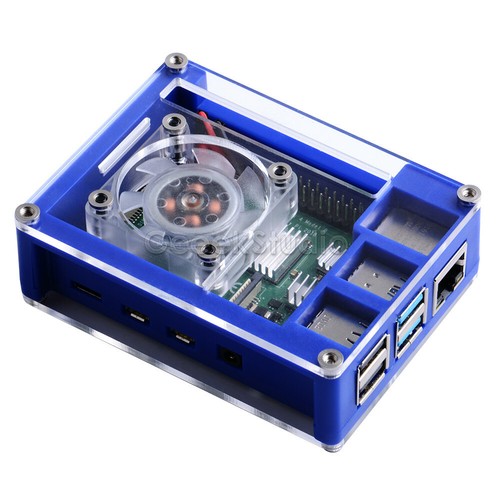 Funda de acrílico azul Raspberry Pi 4 con ventilador súper enfriador 4010 para Raspberry Pi 4B - Imagen 9 de 12