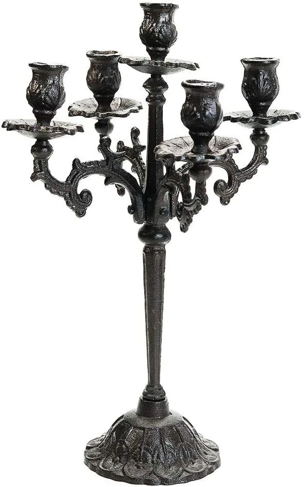 Candelabro de hierro fundido - Candelabro vintage - 17 pulgadas de alto 5 brazos Foto 2 de 4