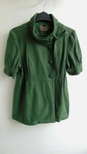 Fever London Ladies Khaki Wool Fitted Jacket Short Sleeve Pockets Big Buttons 12