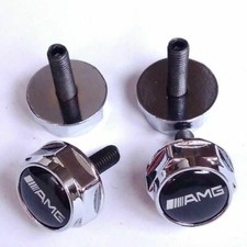 New 4x Metal A.m.g License Plate Frame Security Screw Bolt Caps Cover Nuts