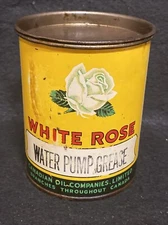 White Rose 1 Pound Water Pump Grease Can Canadian Oil Companies Half Full