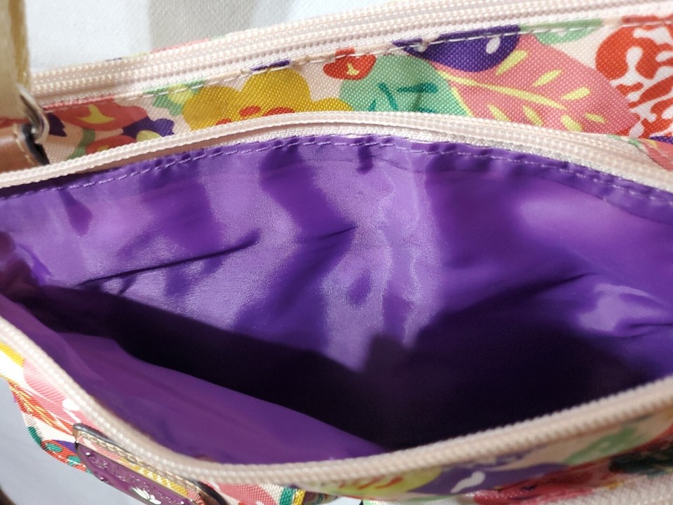 Lily Bloom Multicolor Floral Crossbody Purse 11 Pockets Adjustable