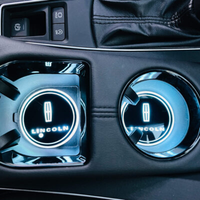 2x USB LED Cup Holder Coaster Lights Lincoln 7-Color Interior Decor Accessories