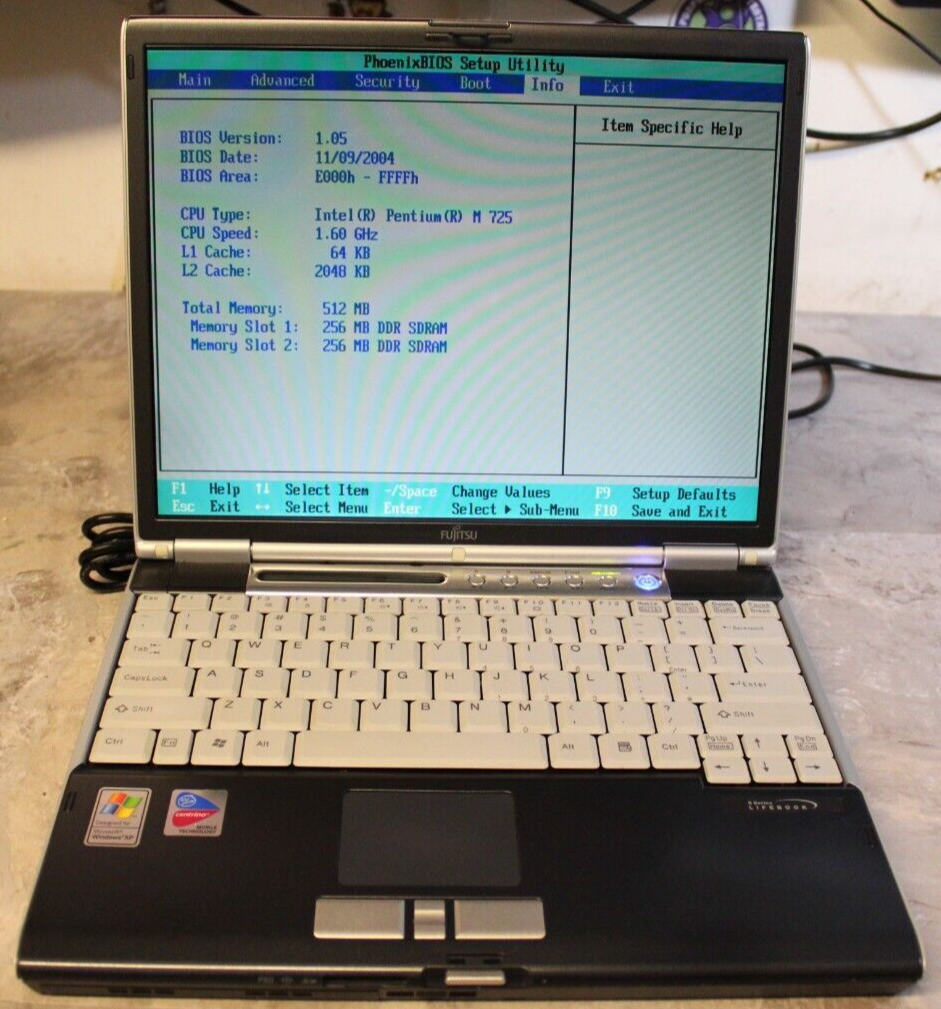 Fujitsu Lifebook S6231 For Parts Bios 60GB HDD Wiped 512MB Ram