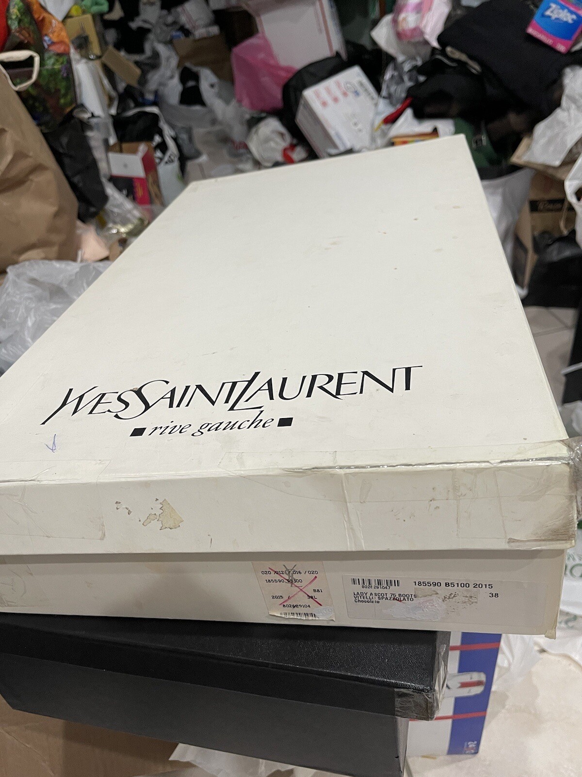 SAINT LAURENT LOGO YSL ORIGINALE SCATOLA STIVALI ALTI DEPOSITO