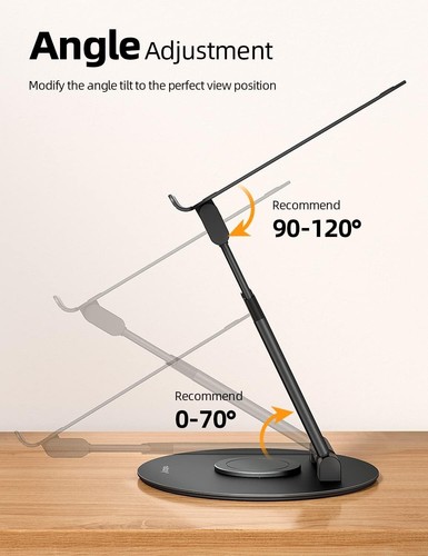 Heavy-Duty 360° Rotating Laptop Stand - Supports Up to 22 lbs, Black Aluminum - Photo 6/9