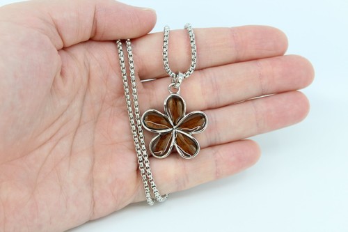 Hawaii Plumeria Blumenanhänger - Hawaii Koa Holz, Rhodium auf Messing, 20 Zoll Halskette - Bild 5 von 7