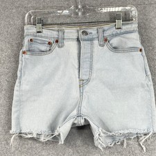 Levi's Shorts Womens 28 Blue High Rise Button Fly Cut Off Stretch Light Wash