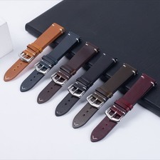 Vintage Oil Wax Genuine Leather Watch Band Strap Pin Buckle 18/19/20/21/22mm