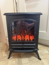 HOMCOM Free Standing Fireplace Flame Effect Electric Heater Log Burning Black