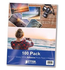 Self-Adhesive Photo Paper, Sticky Photo Paper, Glossy, 8.5 x 11 Inch, 100