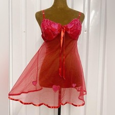 Vintage Coquette Sears Lingerie Red Hearts Babydoll Slip Top:Sabrina Carpenter