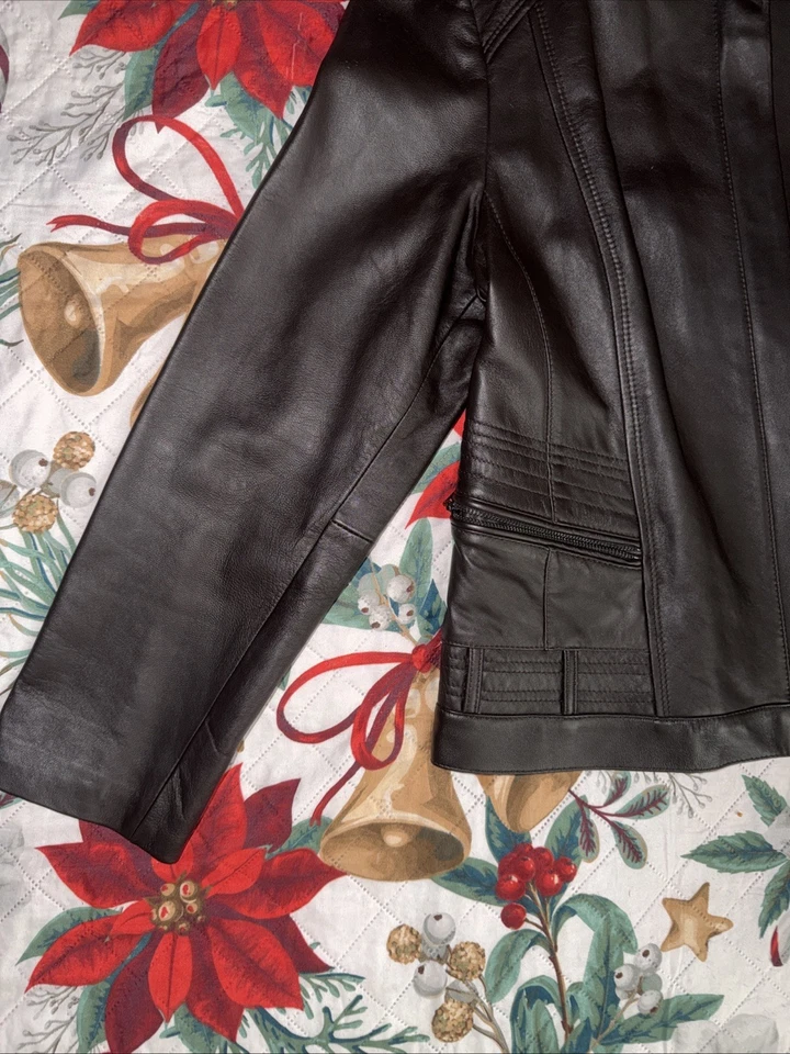 a.n.a. Chaqueta Moto 100 % cuero marrón oscuro A New Approach para mujer talla X-grande Foto 4 de 4
