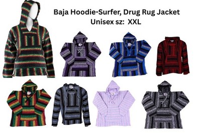 Baja Hoodie-Surfer Drug Rug Jacket Unisex sz:  XX Large -Free Shipping