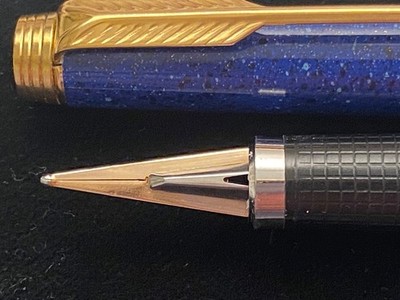 RAR! Parker 180 Lapislazuli Lack Füllfederhalter, F/B 14ct Feder, Box, 1977-80