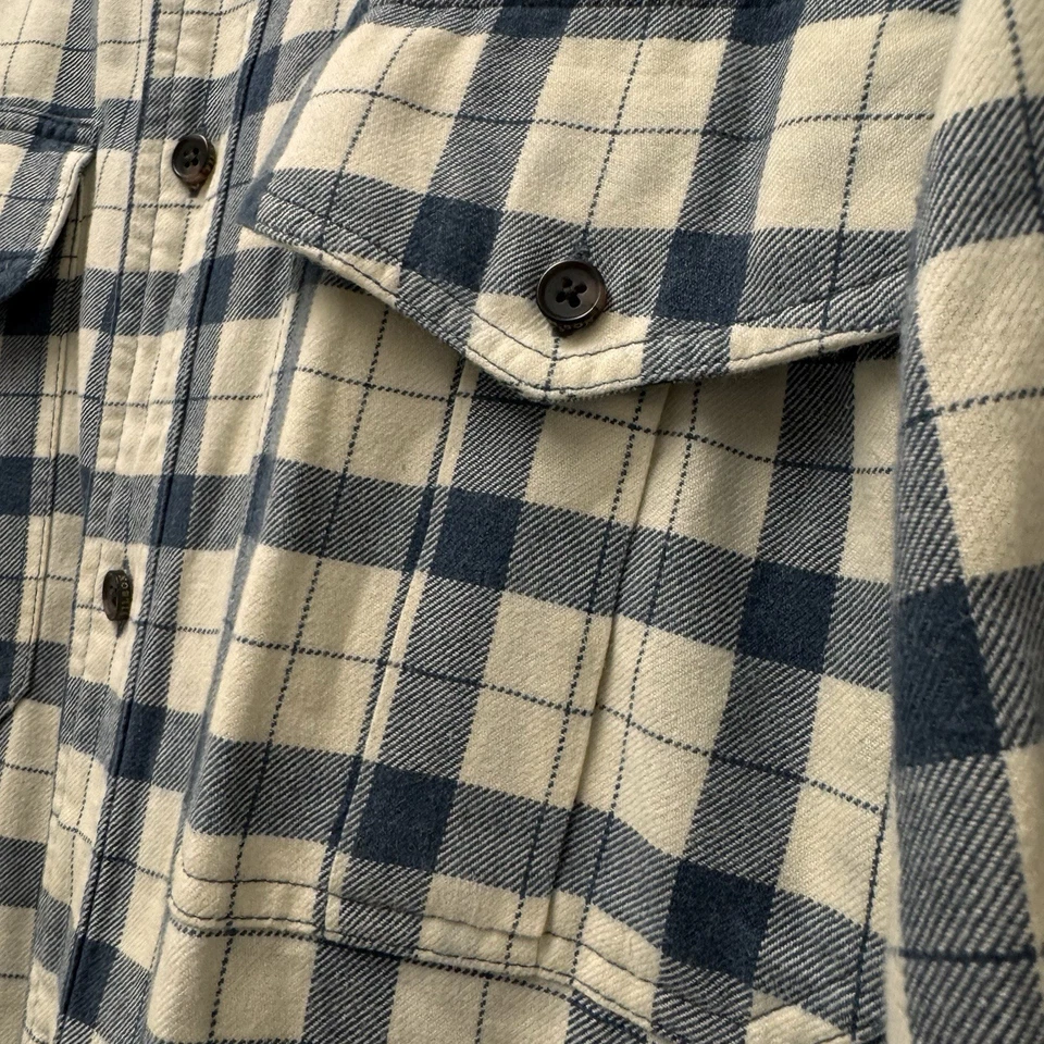 Filson Alaskan Guide Men’s Flannel Shirt XL Cream & Blue Plaid (msrp $145) - Image 4 of 4
