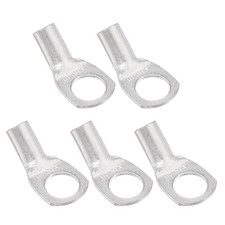 3 AWG - 7/16" 45 Degree Bent Copper Wire Lugs  Silver, 5Pcs 