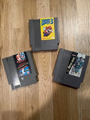 Nintendo NES Classic Videogame Cartridges, Mario, Duck Hunt, Metal Gear Used