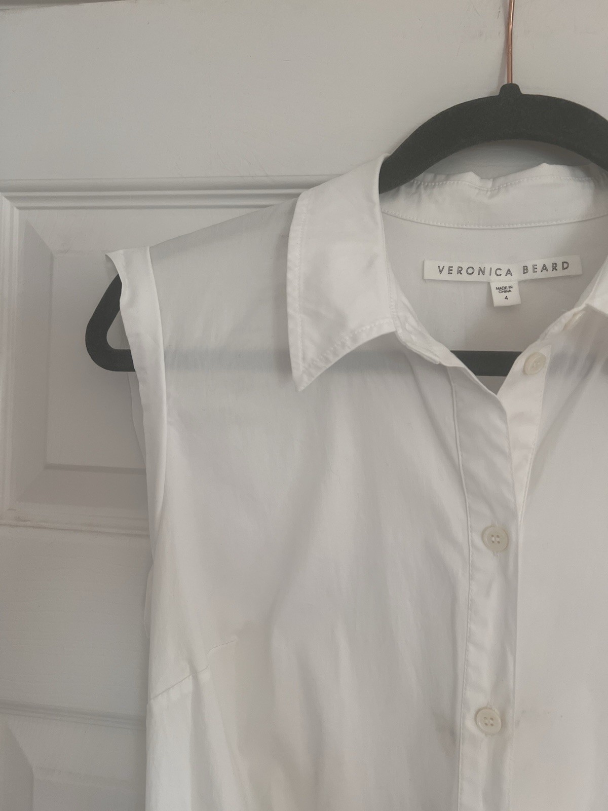 Veronica Beard White Button Down CottonRuched Dre… - image 13