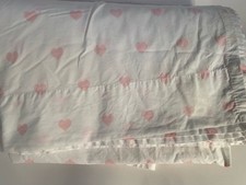 Pottery Barn Kids Pink White Heart Queen Flat Sheet Whimsical Cotton