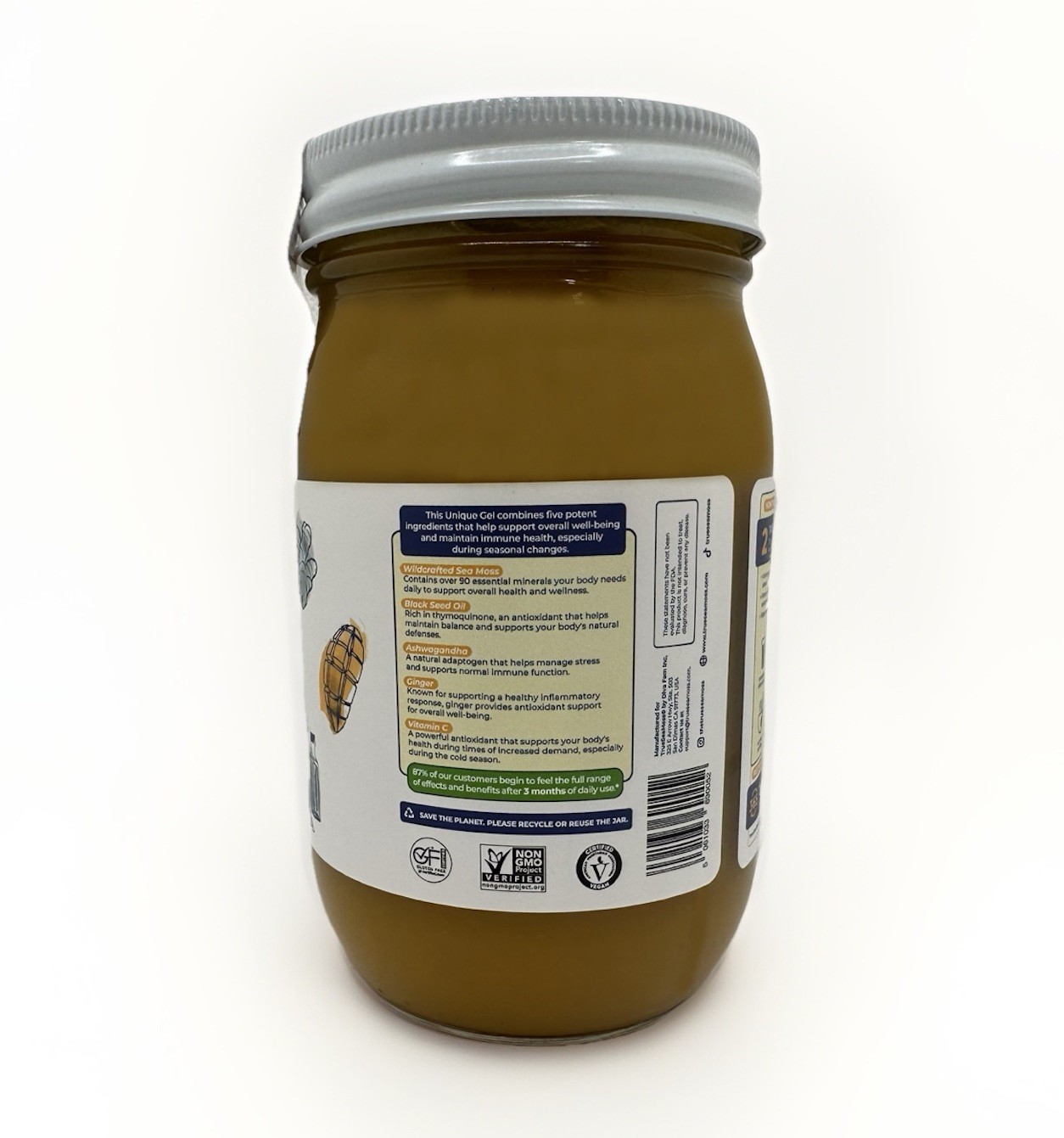 True Sea Moss Superfood 5 In 1 Immune Support Mango Flavor 16oz 