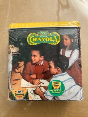 Crayola 2001 Crayon Tin Collectible Advertising Tin Box, Yellow NEW in plastic!