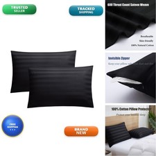 100 Cotton Zippered Pillow Protectors Queen Size 20x30 Set of 4