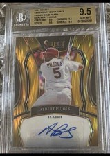 Albert Pujols Gold Flash Auto 5/10 Jersey Match!!! Legend Auto. BGS 9.5