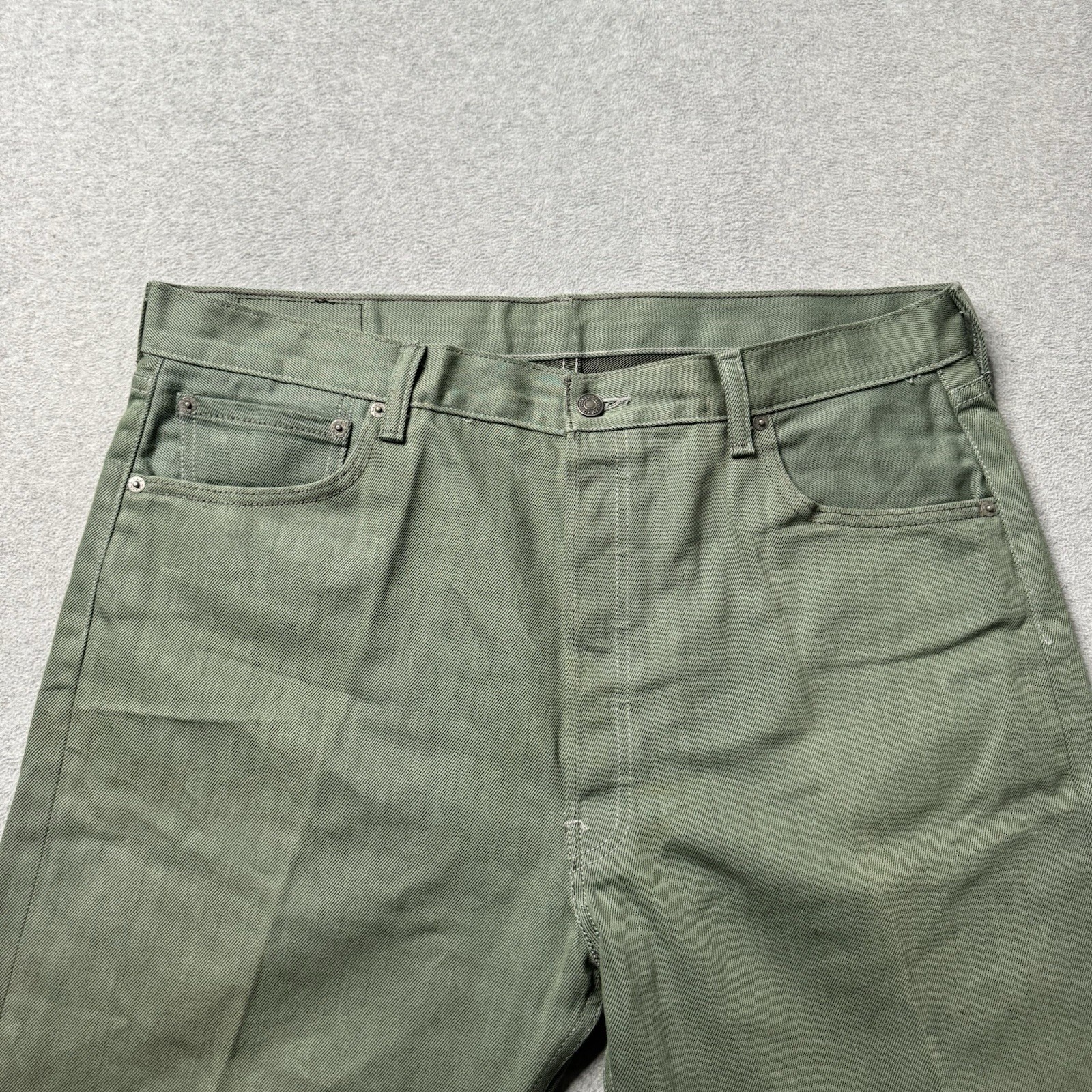 Levis 501 Jeans Mens 38x34 Fits 38x30 Green Denim American Workwear Button Fly