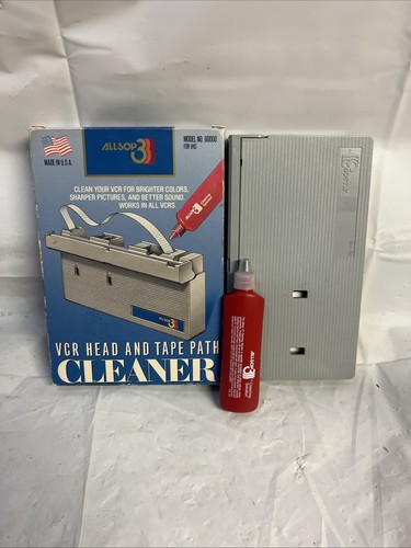 ALLSOP 3 VCR Head and Tape Path Cleaner Model 60000 In Box 1987