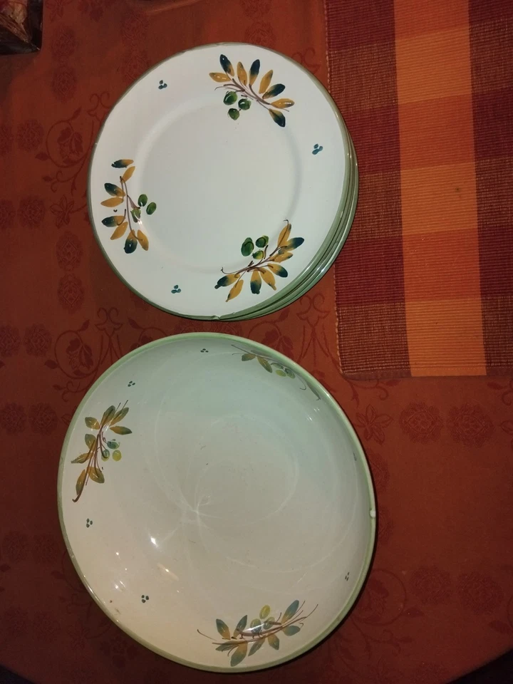 Schale und 4 Teller Patronelli Oromzo Grottaglie Keramik Italy Handmade - Bild 2 von 4
