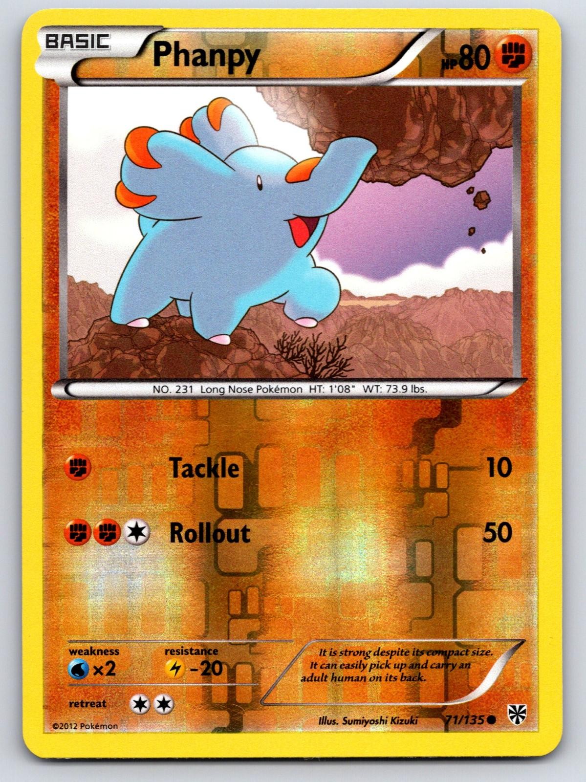 Phanpy 71/135 Common Plasma Storm Pokemon Reverse Holo Near Mint